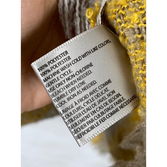 Quagga Plaid Tan Yellow Square Afghan Shrug Fringe Wrap One Size - Picture 3 of 7